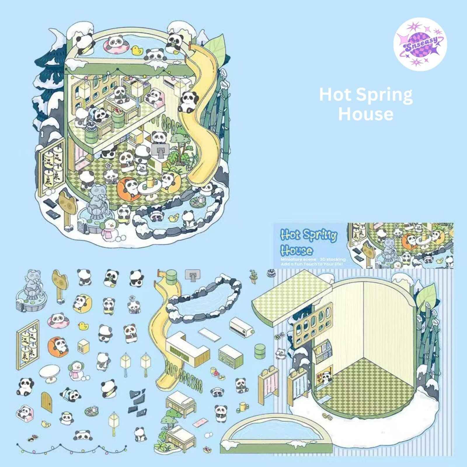 Cute Animal 8.0 – 3D Sticker Scenes - 6 Theme Sets: Health Club | Sunken Treasure | Reunion New Year | Hot Spring House | Space-Time Magic House | Ice and Snow World