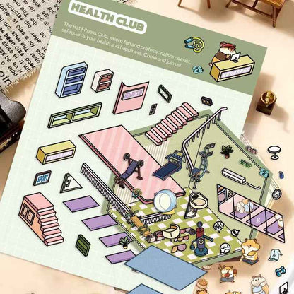 Cute Animal 8.0 – 3D Sticker Scenes - 6 Theme Sets: Health Club | Sunken Treasure | Reunion New Year | Hot Spring House | Space-Time Magic House | Ice and Snow World