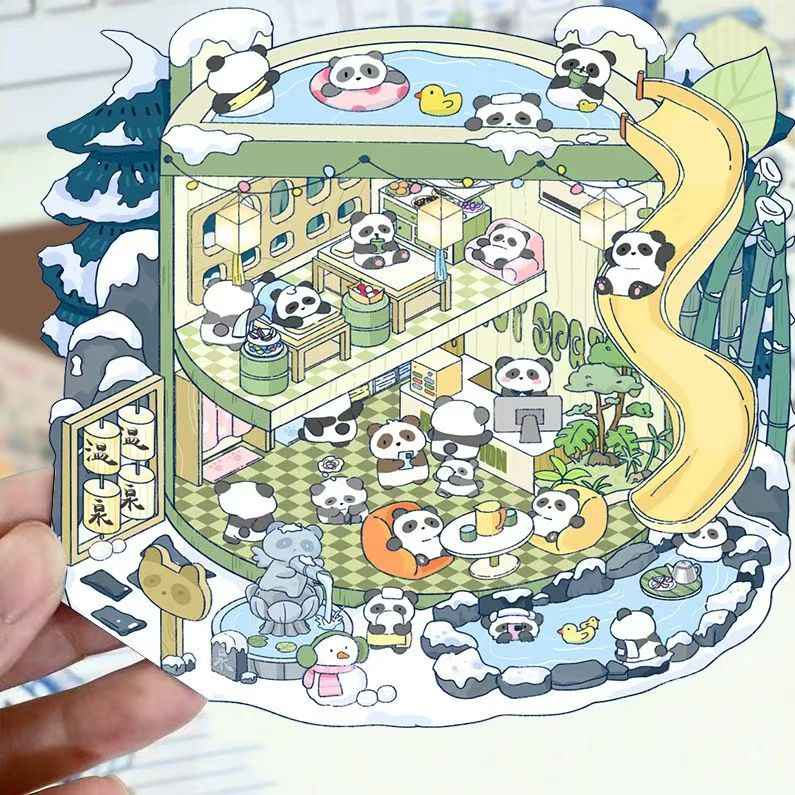 Cute Animal 8.0 – 3D Sticker Scenes - 6 Theme Sets: Health Club | Sunken Treasure | Reunion New Year | Hot Spring House | Space-Time Magic House | Ice and Snow World