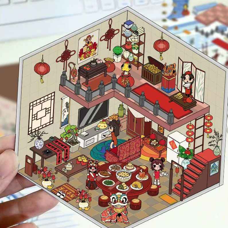 Cute Animal 8.0 – 3D Sticker Scenes - 6 Theme Sets: Health Club | Sunken Treasure | Reunion New Year | Hot Spring House | Space-Time Magic House | Ice and Snow World