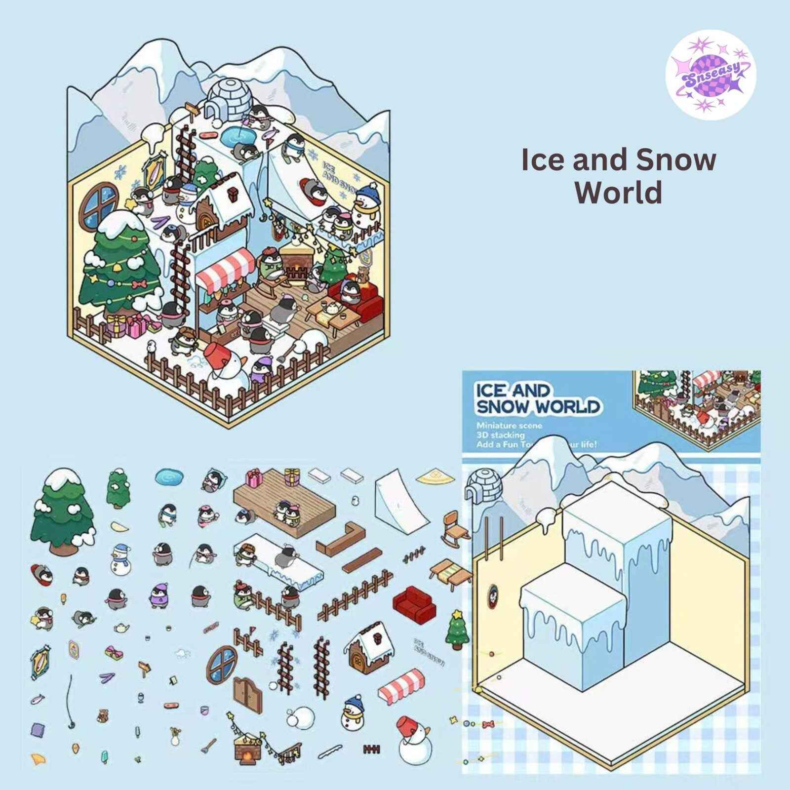 Cute Animal 8.0 – 3D Sticker Scenes - 6 Theme Sets: Health Club | Sunken Treasure | Reunion New Year | Hot Spring House | Space-Time Magic House | Ice and Snow World
