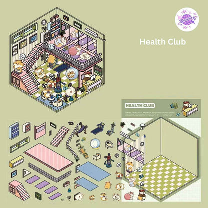 Cute Animal 8.0 – 3D Sticker Scenes - 6 Theme Sets: Health Club | Sunken Treasure | Reunion New Year | Hot Spring House | Space-Time Magic House | Ice and Snow World