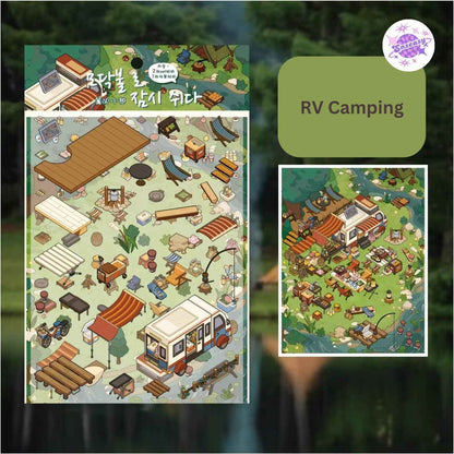Sweet Moments – 3D Sticker Scenes - 4 Theme Sets: Cat Sky Island | Ghost House | RV Camping | Traditional Tavern