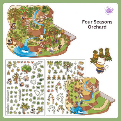 Cute Store 2-Floor 2.0 – 3D Miniature Sticker Scenes - 4 Theme Sets: Fruit Store | Four Seasons Orchard | Cheese Shop | Sunny Farm