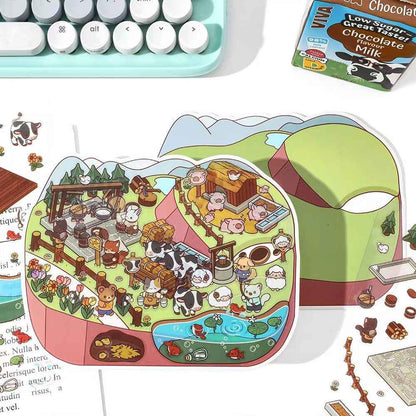 Cute Store 2-Floor 2.0 – 3D Miniature Sticker Scenes - 4 Theme Sets: Fruit Store | Four Seasons Orchard | Cheese Shop | Sunny Farm