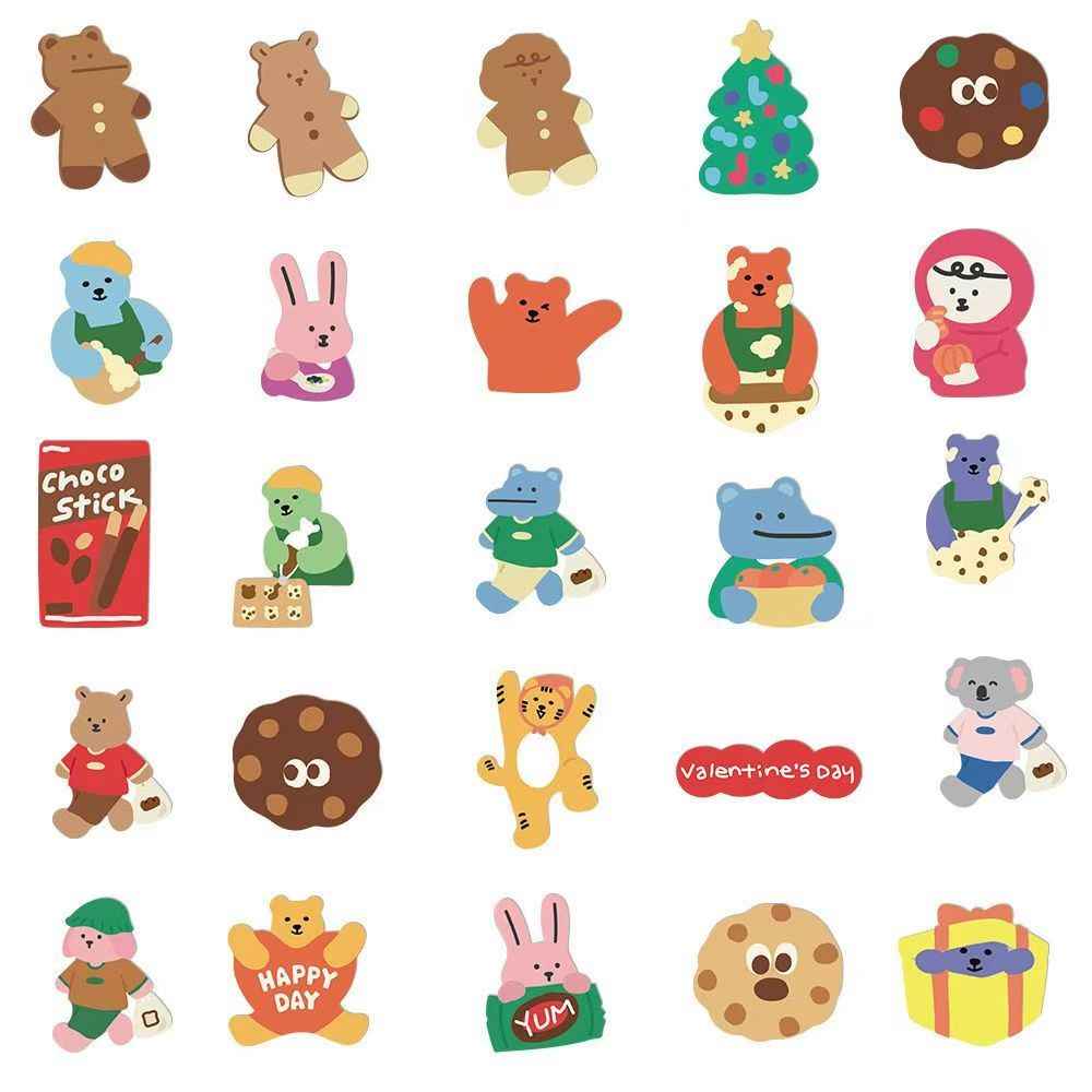 Korean Style Bear & Bunny 100-Piece Sticker Pack | Cute Characters, DIY Crafting, Journal, Laptop, Water Bottle, Scrapbooking, Reusable, Waterproof PVC