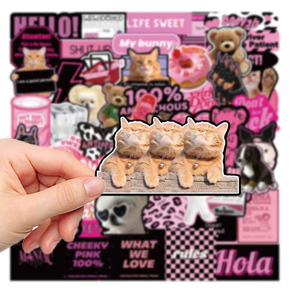 Pink & Purple American Sweet Cool Style 100-Piece Sticker Pack | Trendy Characters, DIY Crafting, Journal, Laptop, Water Bottle, Scrapbooking, Reusable, Waterproof PVC