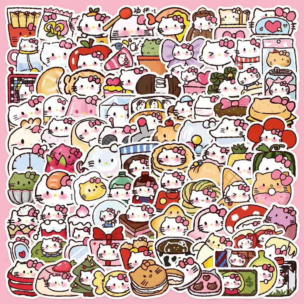 Cute Hello Kitty 90-Piece Sticker Pack | Kawaii Characters, DIY Crafting, Journal, Laptop, Water Bottle, Scrapbooking, Reusable, Waterproof PVC