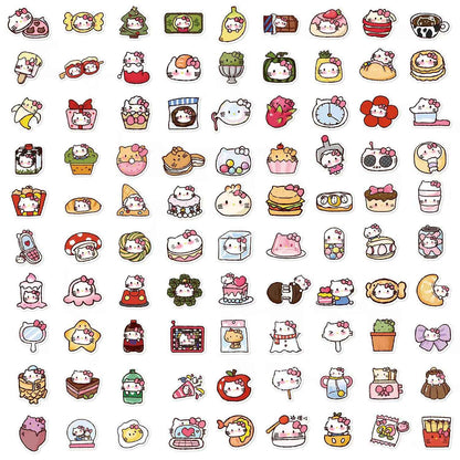 Cute Hello Kitty 90-Piece Sticker Pack | Kawaii Characters, DIY Crafting, Journal, Laptop, Water Bottle, Scrapbooking, Reusable, Waterproof PVC