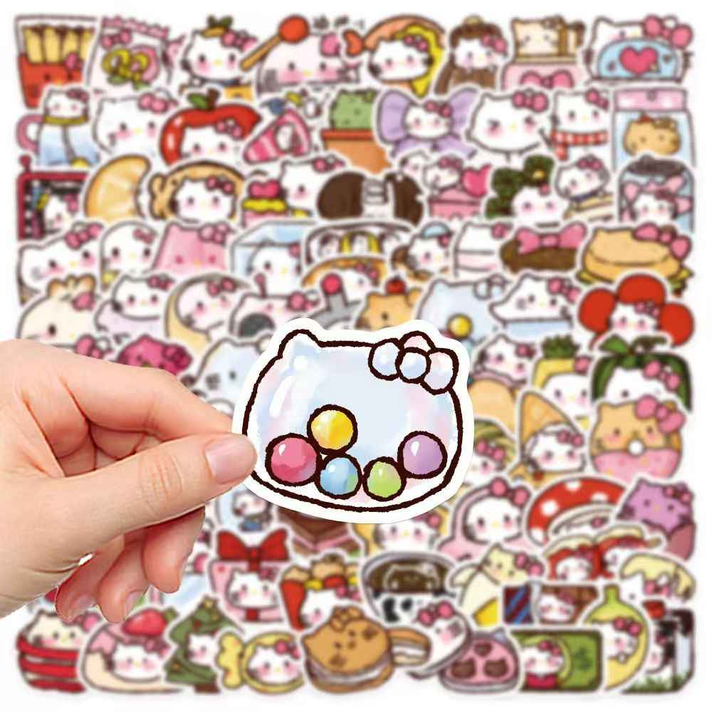 Cute Hello Kitty 90-Piece Sticker Pack | Kawaii Characters, DIY Crafting, Journal, Laptop, Water Bottle, Scrapbooking, Reusable, Waterproof PVC