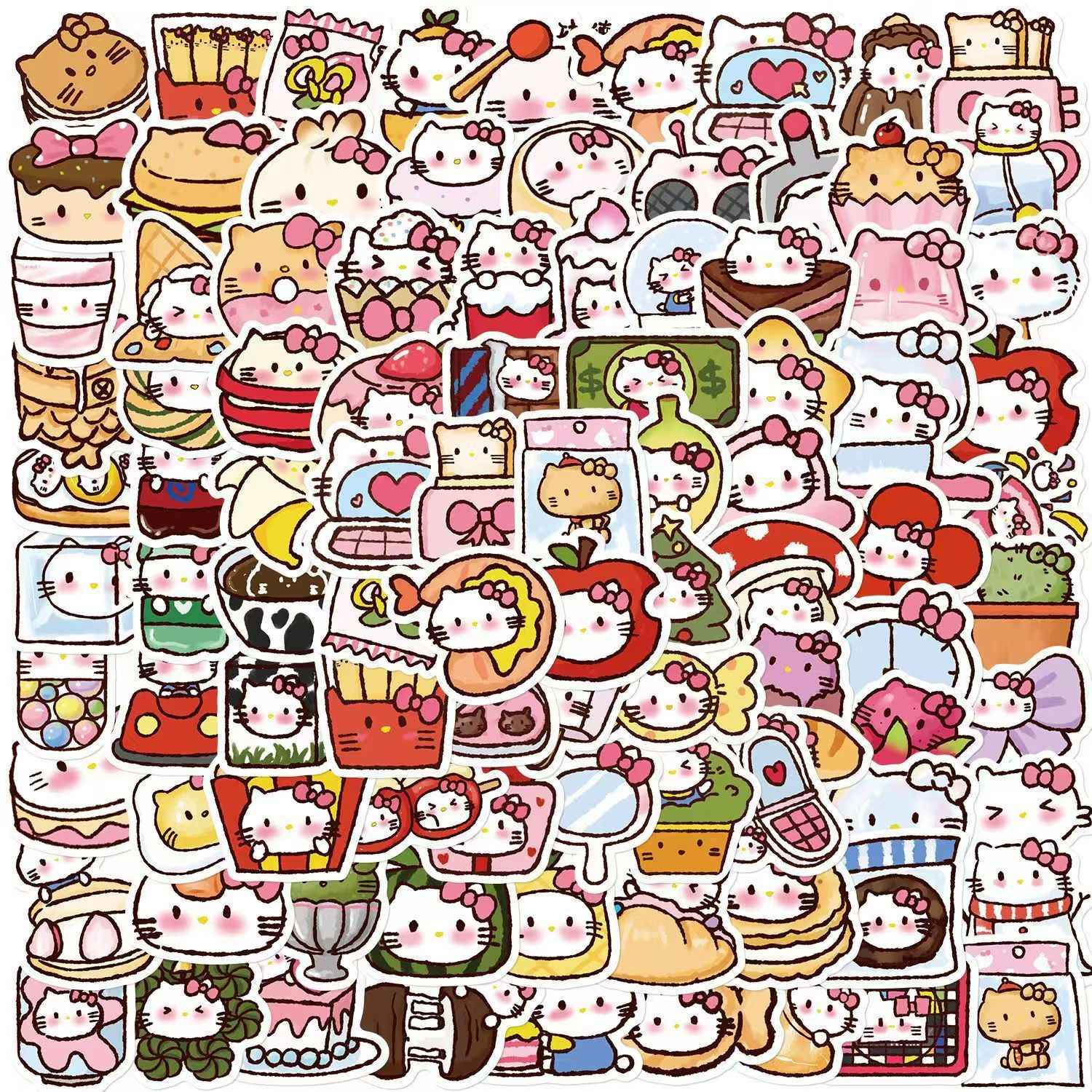 Cute Hello Kitty 90-Piece Sticker Pack | Kawaii Characters, DIY Crafting, Journal, Laptop, Water Bottle, Scrapbooking, Reusable, Waterproof PVC