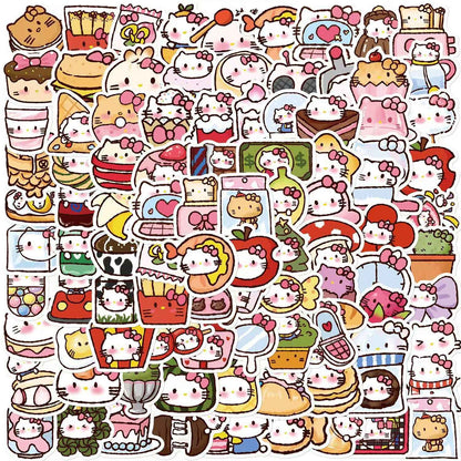 Cute Hello Kitty 90-Piece Sticker Pack | Kawaii Characters, DIY Crafting, Journal, Laptop, Water Bottle, Scrapbooking, Reusable, Waterproof PVC