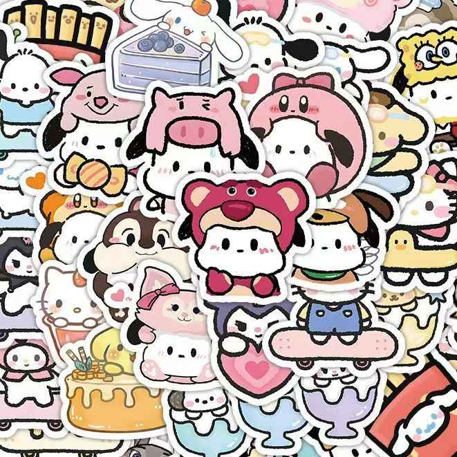 Cute Sanrio 100-Piece Sticker Pack | Kawaii Characters, DIY Crafting, Journal, Laptop, Water Bottle, Scrapbooking, Reusable, Waterproof PVC