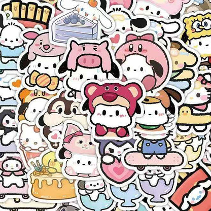Cute Sanrio 100-Piece Sticker Pack | Kawaii Characters, DIY Crafting, Journal, Laptop, Water Bottle, Scrapbooking, Reusable, Waterproof PVC
