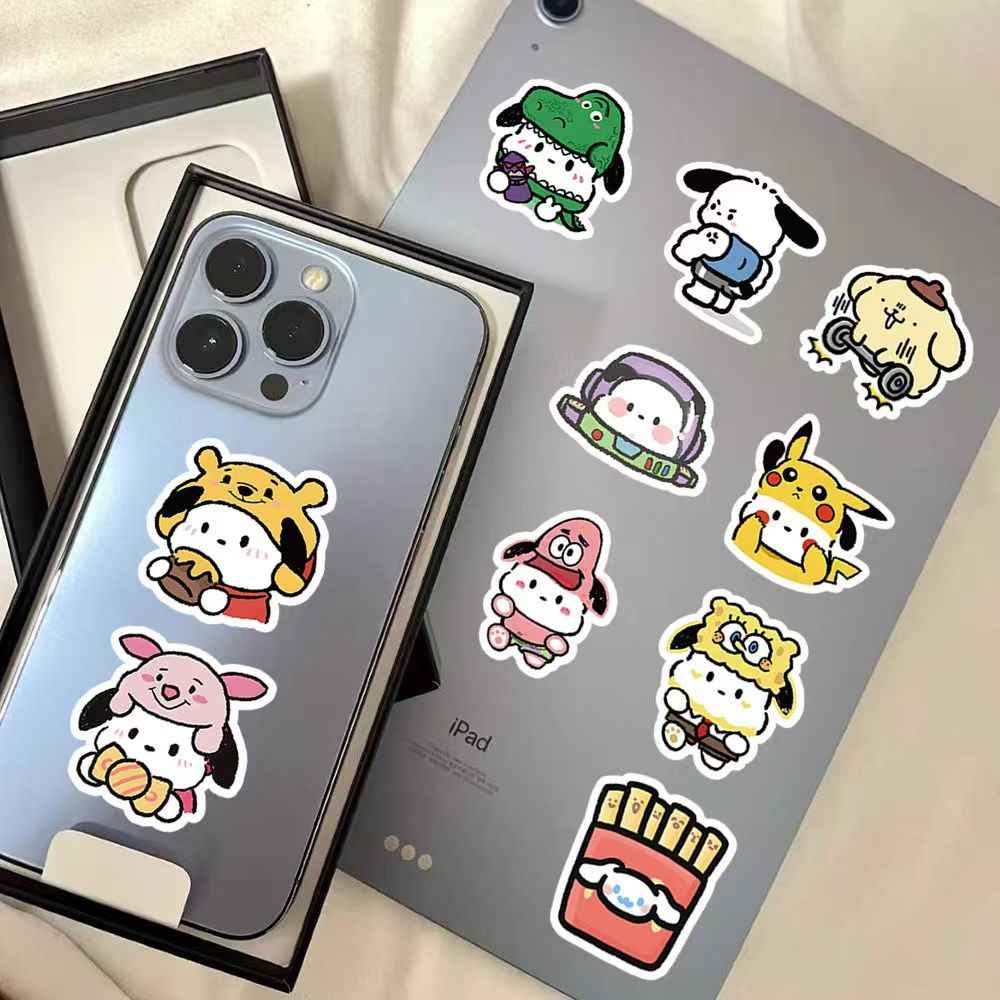 Cute Sanrio 100-Piece Sticker Pack | Kawaii Characters, DIY Crafting, Journal, Laptop, Water Bottle, Scrapbooking, Reusable, Waterproof PVC