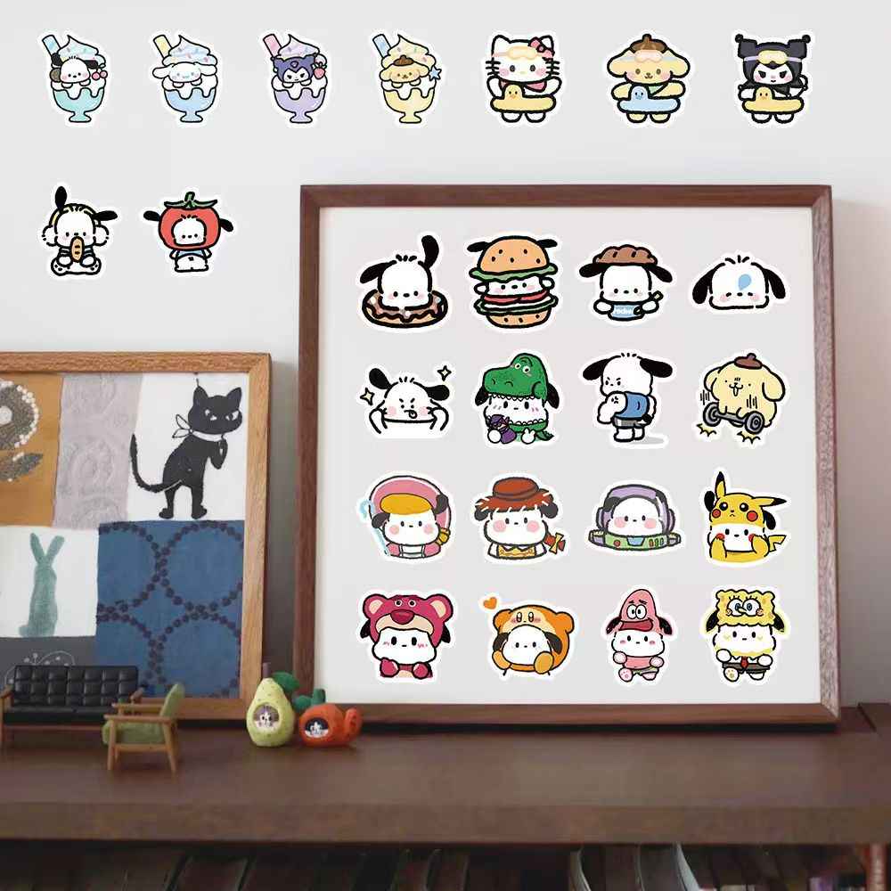 Cute Sanrio 100-Piece Sticker Pack | Kawaii Characters, DIY Crafting, Journal, Laptop, Water Bottle, Scrapbooking, Reusable, Waterproof PVC