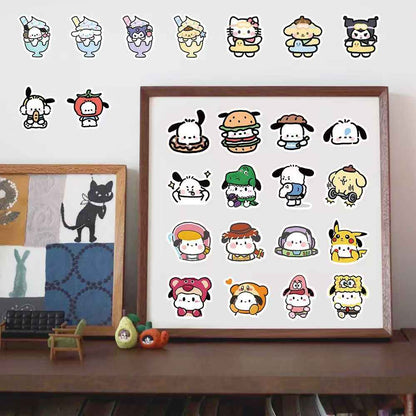 Cute Sanrio 100-Piece Sticker Pack | Kawaii Characters, DIY Crafting, Journal, Laptop, Water Bottle, Scrapbooking, Reusable, Waterproof PVC