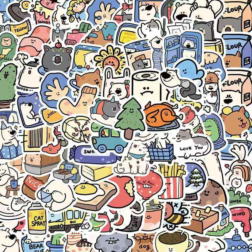 Animal Hotel 100-Piece Sticker Pack | Cute Animals, DIY Crafting, Journal, Laptop, Water Bottle, Scrapbooking, Reusable, Waterproof PVC