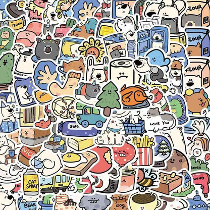 Animal Hotel 100-Piece Sticker Pack | Cute Animals, DIY Crafting, Journal, Laptop, Water Bottle, Scrapbooking, Reusable, Waterproof PVC