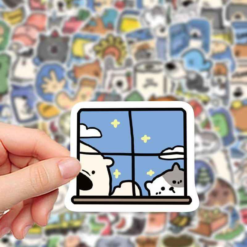 Animal Hotel 100-Piece Sticker Pack | Cute Animals, DIY Crafting, Journal, Laptop, Water Bottle, Scrapbooking, Reusable, Waterproof PVC