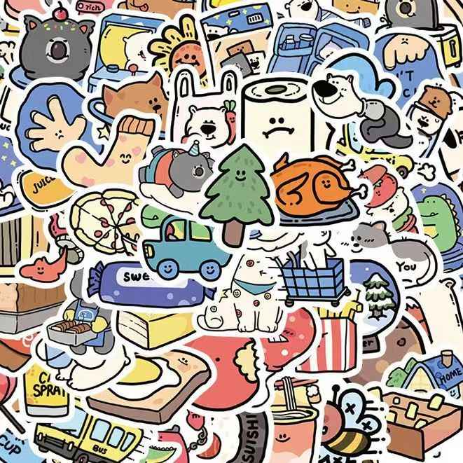 Animal Hotel 100-Piece Sticker Pack | Cute Animals, DIY Crafting, Journal, Laptop, Water Bottle, Scrapbooking, Reusable, Waterproof PVC