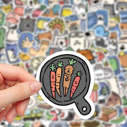 Animal Hotel 100-Piece Sticker Pack | Cute Animals, DIY Crafting, Journal, Laptop, Water Bottle, Scrapbooking, Reusable, Waterproof PVC