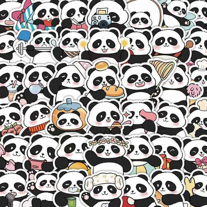 Adorable Panda Bear 50-Piece Sticker Pack | Cute Characters, DIY Crafting, Journal, Laptop, Water Bottle, Scrapbooking, Reusable, Waterproof PVC
