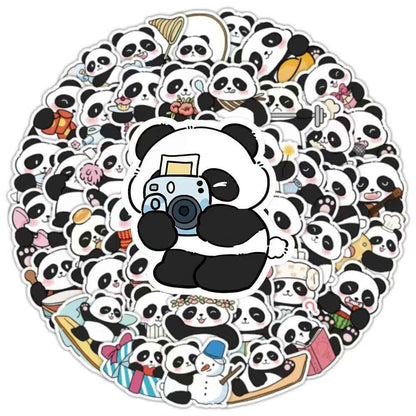 Adorable Panda Bear 50-Piece Sticker Pack | Cute Characters, DIY Crafting, Journal, Laptop, Water Bottle, Scrapbooking, Reusable, Waterproof PVC