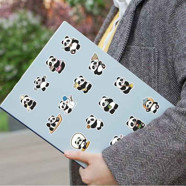 Adorable Panda Bear 50-Piece Sticker Pack | Cute Characters, DIY Crafting, Journal, Laptop, Water Bottle, Scrapbooking, Reusable, Waterproof PVC