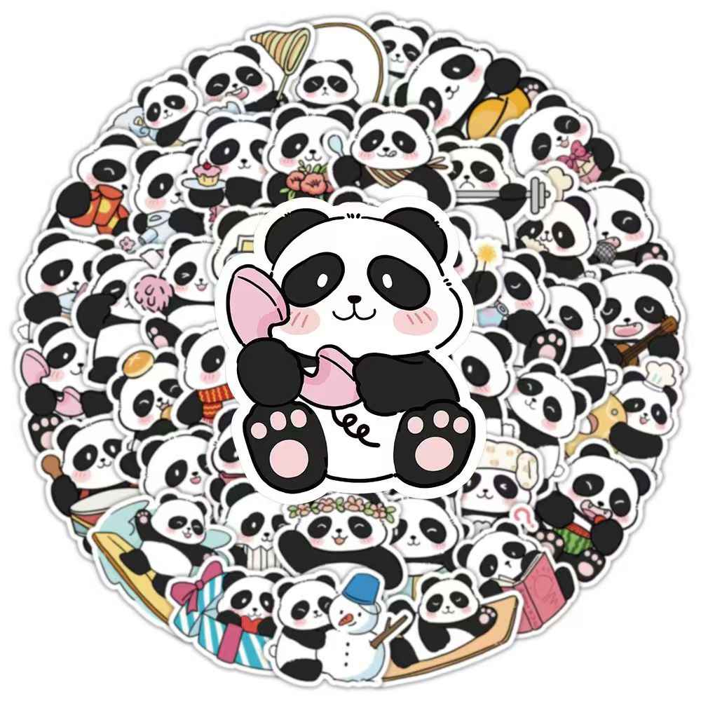 Adorable Panda Bear 50-Piece Sticker Pack | Cute Characters, DIY Crafting, Journal, Laptop, Water Bottle, Scrapbooking, Reusable, Waterproof PVC