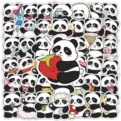 Adorable Panda Bear 50-Piece Sticker Pack | Cute Characters, DIY Crafting, Journal, Laptop, Water Bottle, Scrapbooking, Reusable, Waterproof PVC