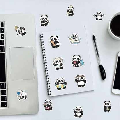 Adorable Panda Bear 50-Piece Sticker Pack | Cute Characters, DIY Crafting, Journal, Laptop, Water Bottle, Scrapbooking, Reusable, Waterproof PVC