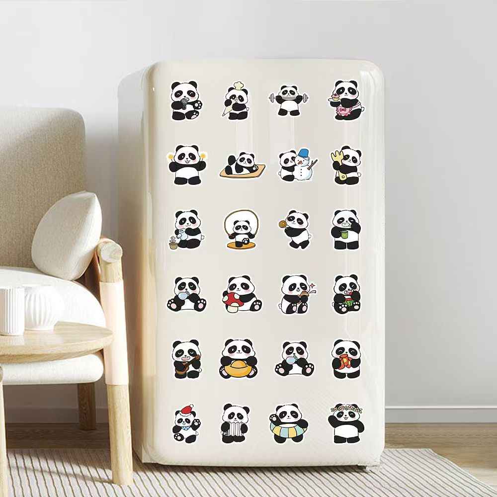 Adorable Panda Bear 50-Piece Sticker Pack | Cute Characters, DIY Crafting, Journal, Laptop, Water Bottle, Scrapbooking, Reusable, Waterproof PVC