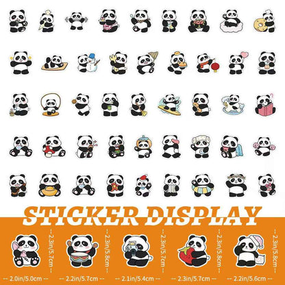 Adorable Panda Bear 50-Piece Sticker Pack | Cute Characters, DIY Crafting, Journal, Laptop, Water Bottle, Scrapbooking, Reusable, Waterproof PVC