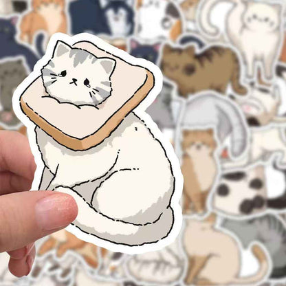 Happy Little Cats 60-Piece Sticker Pack | Cute Characters, DIY Crafting, Journal, Laptop, Water Bottle, Scrapbooking, Reusable, Waterproof PVC