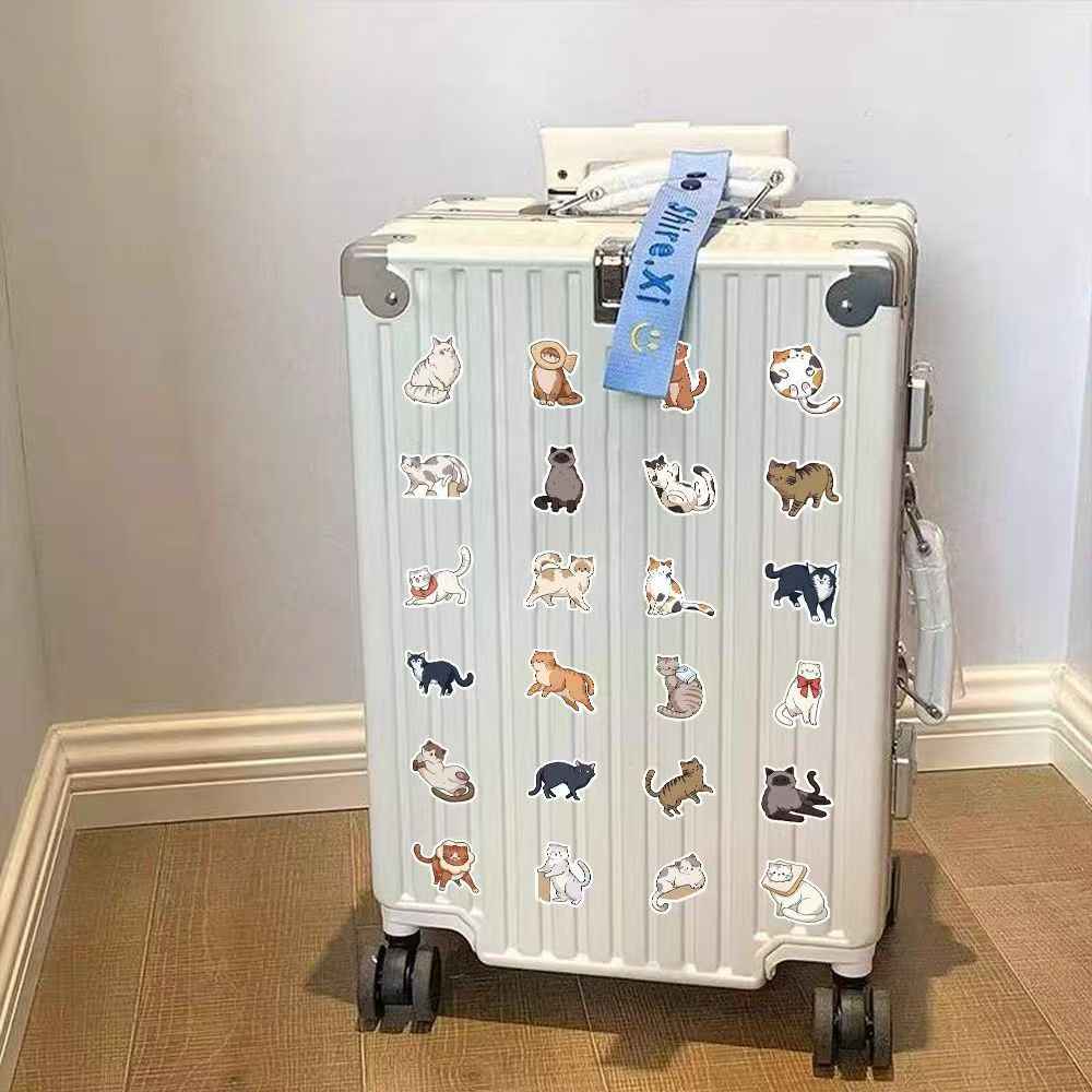 Happy Little Cats 60-Piece Sticker Pack | Cute Characters, DIY Crafting, Journal, Laptop, Water Bottle, Scrapbooking, Reusable, Waterproof PVC