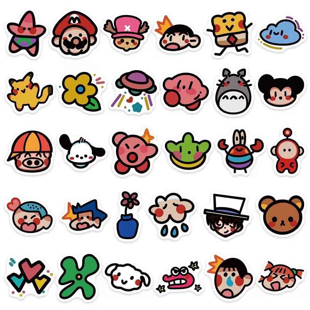 Cute Animated Cartoon Characters 90-Piece Sticker Pack | Fun Designs, DIY Crafting, Journal, Laptop, Water Bottle, Scrapbooking, Reusable, Waterproof PVC
