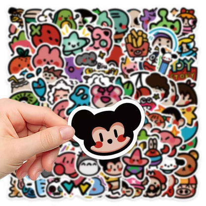 Cute Animated Cartoon Characters 90-Piece Sticker Pack | Fun Designs, DIY Crafting, Journal, Laptop, Water Bottle, Scrapbooking, Reusable, Waterproof PVC