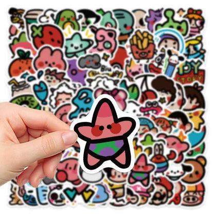Cute Animated Cartoon Characters 90-Piece Sticker Pack | Fun Designs, DIY Crafting, Journal, Laptop, Water Bottle, Scrapbooking, Reusable, Waterproof PVC