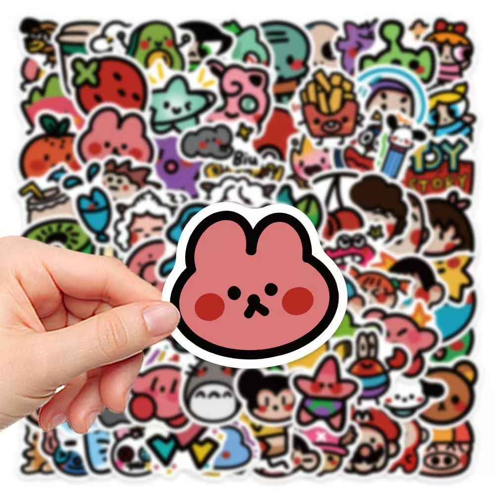 Cute Animated Cartoon Characters 90-Piece Sticker Pack | Fun Designs, DIY Crafting, Journal, Laptop, Water Bottle, Scrapbooking, Reusable, Waterproof PVC