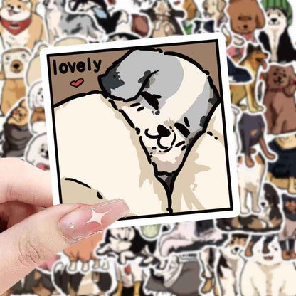Cute Hand-Drawn Puppies 50-Piece Sticker Pack | Adorable Dog Designs, DIY Crafting, Journal, Laptop, Water Bottle, Scrapbooking, Reusable, Waterproof PVC