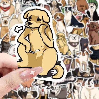 Cute Hand-Drawn Puppies 50-Piece Sticker Pack | Adorable Dog Designs, DIY Crafting, Journal, Laptop, Water Bottle, Scrapbooking, Reusable, Waterproof PVC