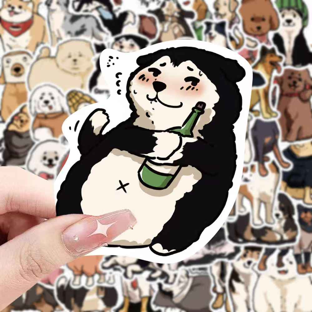 Cute Hand-Drawn Puppies 50-Piece Sticker Pack | Adorable Dog Designs, DIY Crafting, Journal, Laptop, Water Bottle, Scrapbooking, Reusable, Waterproof PVC