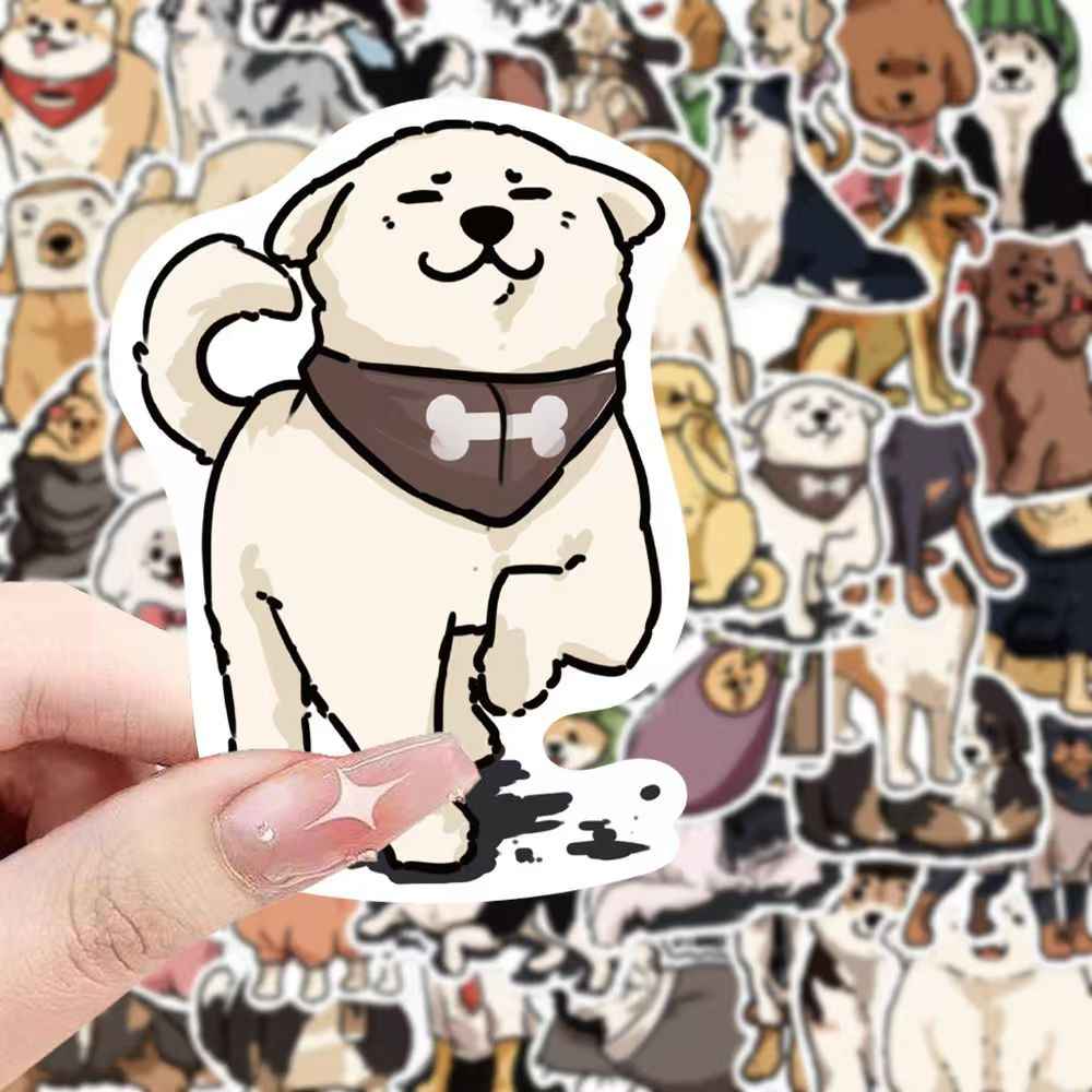 Cute Hand-Drawn Puppies 50-Piece Sticker Pack | Adorable Dog Designs, DIY Crafting, Journal, Laptop, Water Bottle, Scrapbooking, Reusable, Waterproof PVC