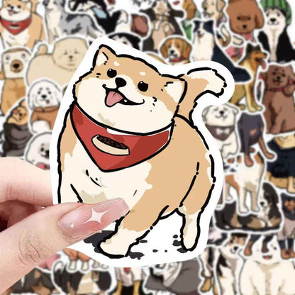 Cute Hand-Drawn Puppies 50-Piece Sticker Pack | Adorable Dog Designs, DIY Crafting, Journal, Laptop, Water Bottle, Scrapbooking, Reusable, Waterproof PVC