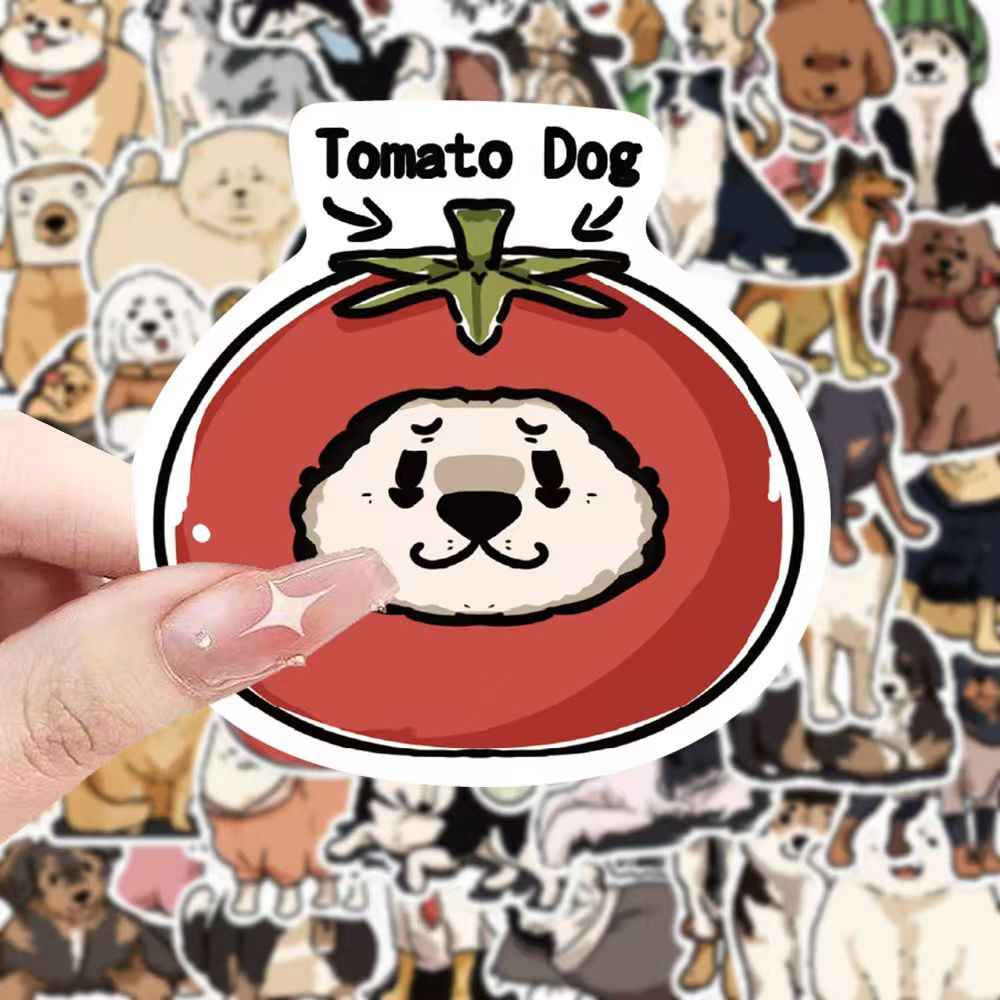Cute Hand-Drawn Puppies 50-Piece Sticker Pack | Adorable Dog Designs, DIY Crafting, Journal, Laptop, Water Bottle, Scrapbooking, Reusable, Waterproof PVC