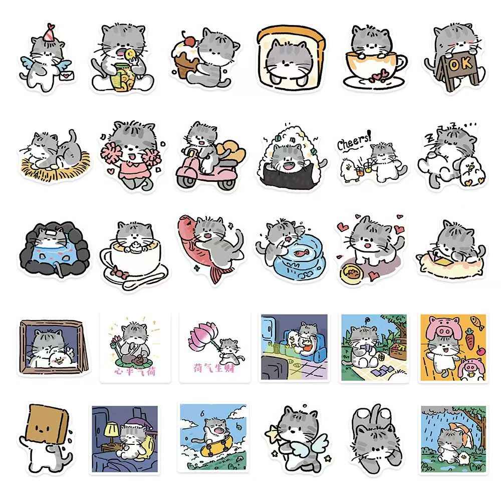 Kitten Diary 60-Piece Sticker Pack | Cute Cat Designs, DIY Crafting, Journal, Laptop, Water Bottle, Scrapbooking, Reusable, Waterproof PVC