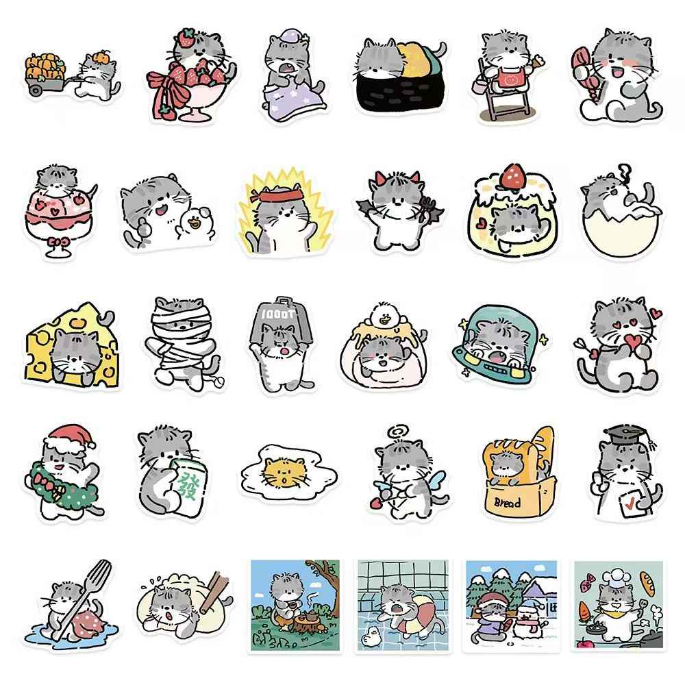 Kitten Diary 60-Piece Sticker Pack | Cute Cat Designs, DIY Crafting, Journal, Laptop, Water Bottle, Scrapbooking, Reusable, Waterproof PVC