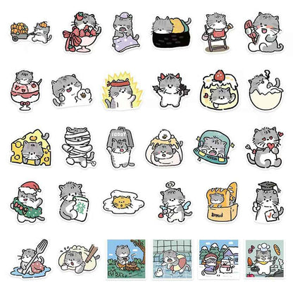 Kitten Diary 60-Piece Sticker Pack | Cute Cat Designs, DIY Crafting, Journal, Laptop, Water Bottle, Scrapbooking, Reusable, Waterproof PVC
