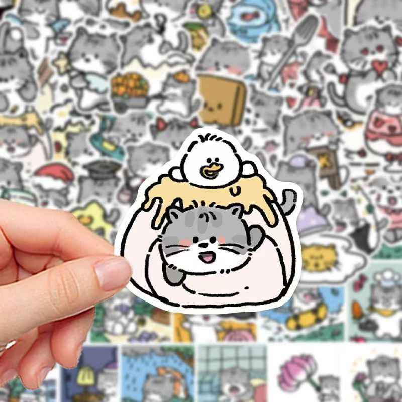 Kitten Diary 60-Piece Sticker Pack | Cute Cat Designs, DIY Crafting, Journal, Laptop, Water Bottle, Scrapbooking, Reusable, Waterproof PVC